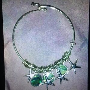 Silver Starfish and Abalone Bangle